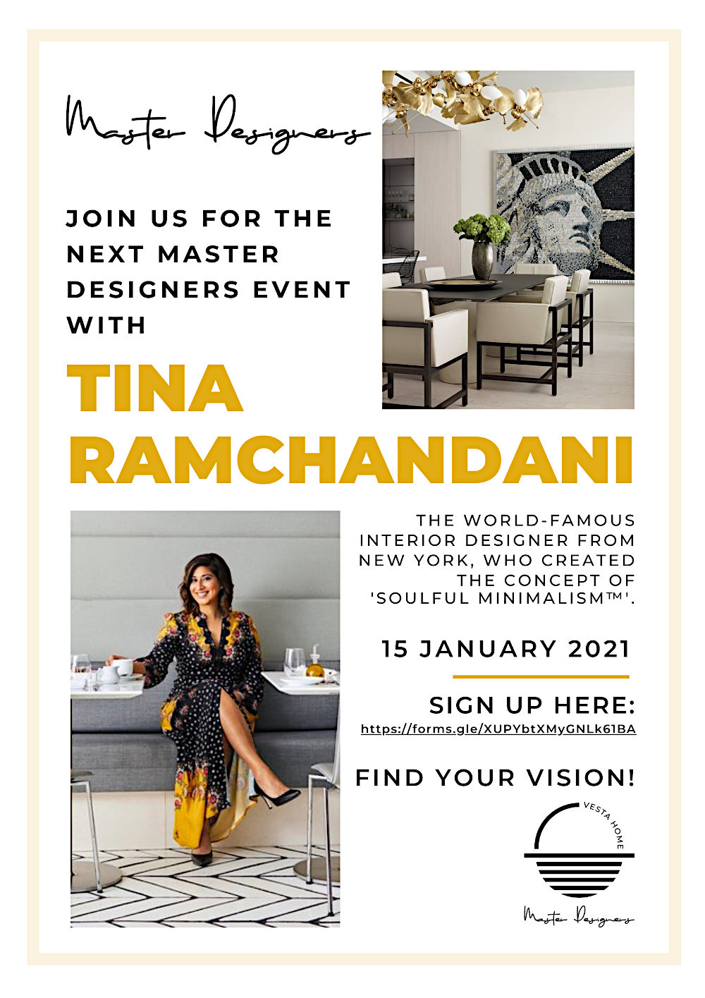 Masters Designers - Tina Ramchandanival a Vesta Home szervezésében