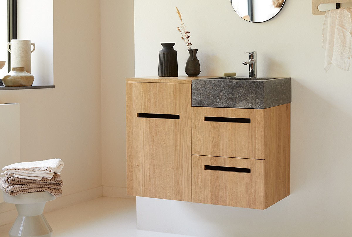 TEAKhome - Lebegő tömörfa fürdőszobabútor: természetes elegancia modern fürdőszobákban