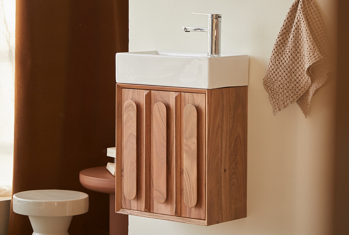 TEAKhome - Lebegő tömörfa fürdőszobabútor: természetes elegancia modern fürdőszobákban