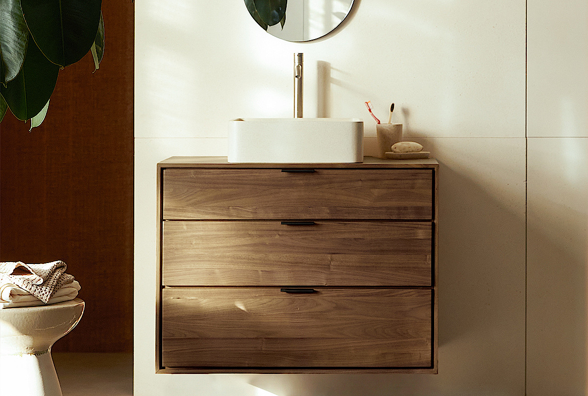 TEAKhome - Lebegő tömörfa fürdőszobabútor: természetes elegancia modern fürdőszobákban